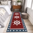 thumbnail image 4 of Runner Rug 2'x6', US Flag Washable Non-Slip Hallway Runner Rugs, Independence Day Star Stripe Nautical Rudder Bedside Rugs Floor Mats Carpet Runners for Kitchen Bathroom Laundry Room, 4 of 8