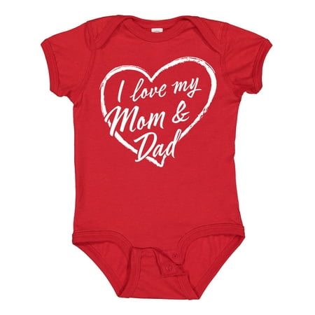 

Inktastic I Love My Mom and Dad in White Chalk Heart Boys or Girls Baby Bodysuit