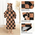 thumbnail image 4 of Dailycode Wearable Blanket Hoodie Oversized Sherpa Flannel Blankets with Pocket for 3-14 Year Old Black Orange Checked, 4 of 7