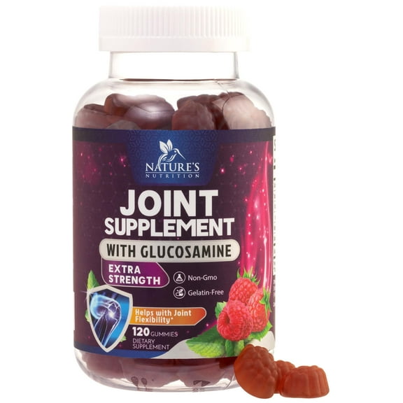Joint Support Gummies - Glucosamine Plus Vitamin E Nature's Joint Support Supplement for Occasional Discomfort for Back, Knees & Hands - Cartilage & Joint Health & Flexibility Support - 120 Gummies