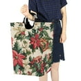 thumbnail image 4 of Yayeee Freestanding Laundry Hamper with Handle Collapsible Large Storage Basket for Clothes, Red Christmas Poinsettia, 4 of 7