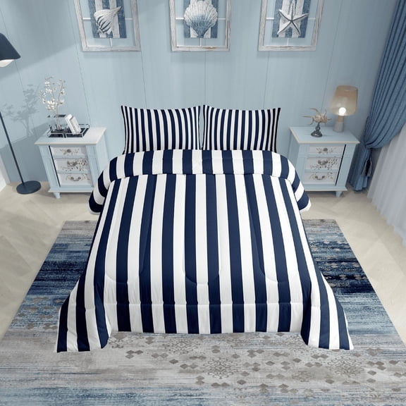 Erosebridal Teens Abstract Comforter Sets Twin Size, Navy Geometric Comforters & Duvets, Modern Fasgion Reversible Duvet Insert, Breathable Room Decoration, 2pcs