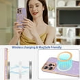 thumbnail image 2 of Compatible with iPhone 14 Pro Max Magnetic Case, Glitter Case with Love Heart, Luxury Plating Cute Bling, Compatible with MagSafe, Clear Slim Shockproof Cover for Women Girls-Light Purple, 2 of 14