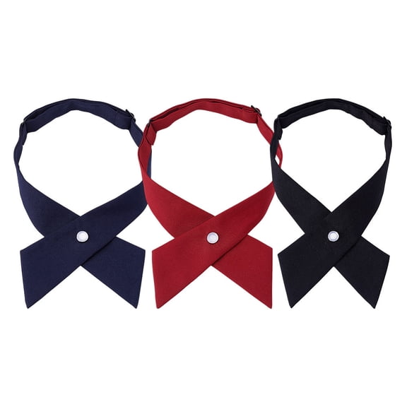 3Pcs Criss-Tie for Women Adjustable Uniform Ties Necktie Accessories Pre-Tied Tie Supplies 3 Colors for Women Students School Uniform Shirt Cosplay Prom Decoration DIY