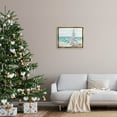 thumbnail image 4 of Snowy Christmas Tree Beach Shore Holiday Painting Metallic Gold Framed Art Print Wall Art, 4 of 6
