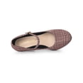 thumbnail image 4 of BLISSFUL STEP Women's Pump Plaid Platform Stiletto Heels Pumps Burgundy 6.5, 4 of 7
