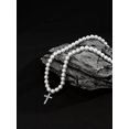 thumbnail image 4 of QQTDFG Men Faux Pearl Beaded Rhinestone Cross Pendant Necklace for Men Jewelry for Men-default, 4 of 4