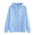 thumbnail image 5 of Zip Up Hoodie Women Long Sleeve Turtleneck Solid Full Zip Loose Sweatshirt Fall Winter Sport Sky Blue S, 5 of 5