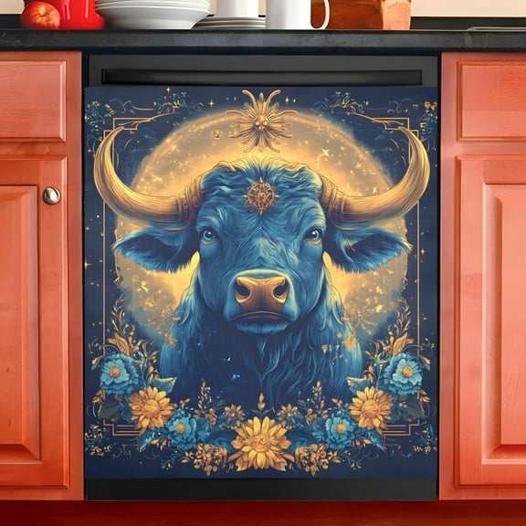 Ryvnso Cow Dishwasher Magnetic Refrigerator Magnet Cover Kitchen Home Decorative 23"x26"