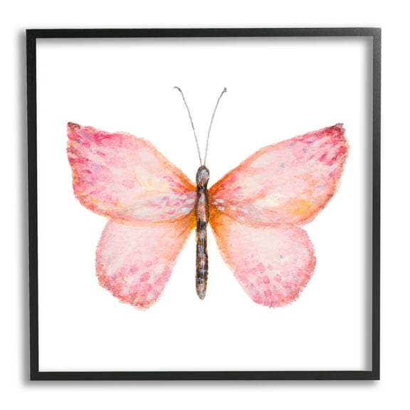 Stupell Industries Vivid Red Butterfly Watercolor Detail Insect Painting Painting Black Framed Art Print Wall Art, Design by Janice Gaynor