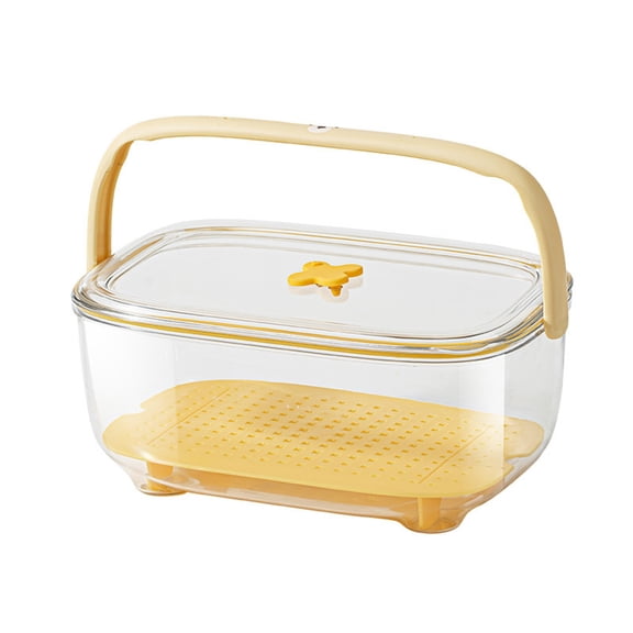 YIKA Tupperware Container Airtight Food Storage Container Leak-Proof Lunch Box Egg Storage Container Food-Grade Plastic Container Fruit Vegetable Storage Box Kitchen Storage Yellow