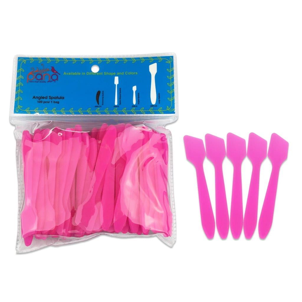 Pana Disposable Angled Cosmetic Spatulas - Pink