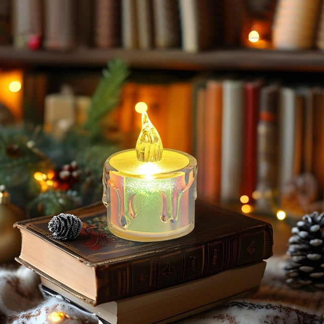 Christmas LED Simulation Color Candle Light Night Light Decoration Light Bedroom Bedside Lamp Qixi Presentation Props