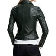 thumbnail image 2 of Womens Genuine Black Lambskin Leather Jacket Motorcycle Biker Leather Jacket W607, 2 of 3