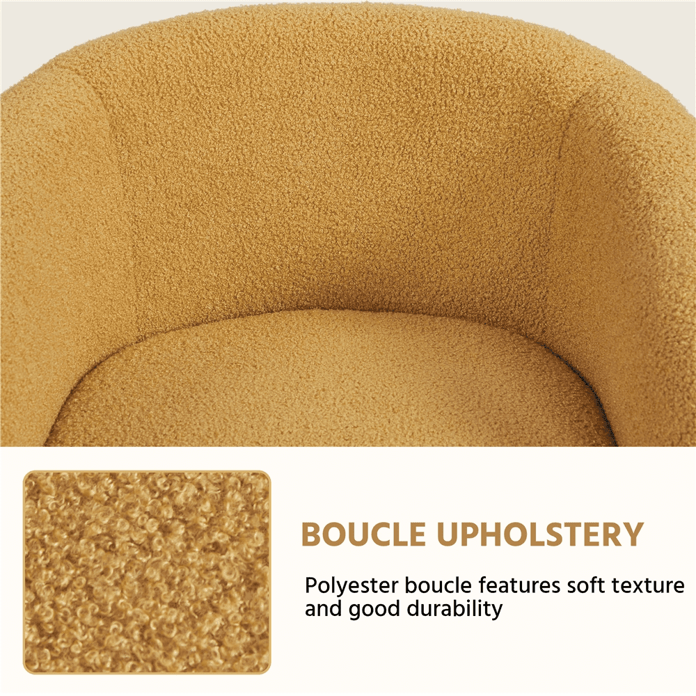 Renwick Set of 2 Boucle Upholstered Club Chair, Mustard Yellow