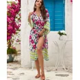 thumbnail image 2 of TEELYNN Boho algodón rayón estampado floral suelto pareo mujer bata casual manga larga caftán bikini vintage ropa de playa vestidos, 2 of 5