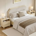 thumbnail image 3 of Laintene Modern Nightstand Set of 2, 23.6" Wide Large Bedside Table with 2 Drawers & Charging Station, Curved Wooden End Table for Bedroom Living Room, Natural, 3 of 8