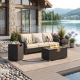 Biotree 2-Piece Outdoor Rattan Fire Table Set 32 Inch Rectangle Propane ...