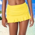 thumbnail image 2 of Women's Low Waisted Ruched Ruffle Mini Swim Skirts With Hipster Bikini Bottoms Swimsuit Yellow Large, 2 of 5