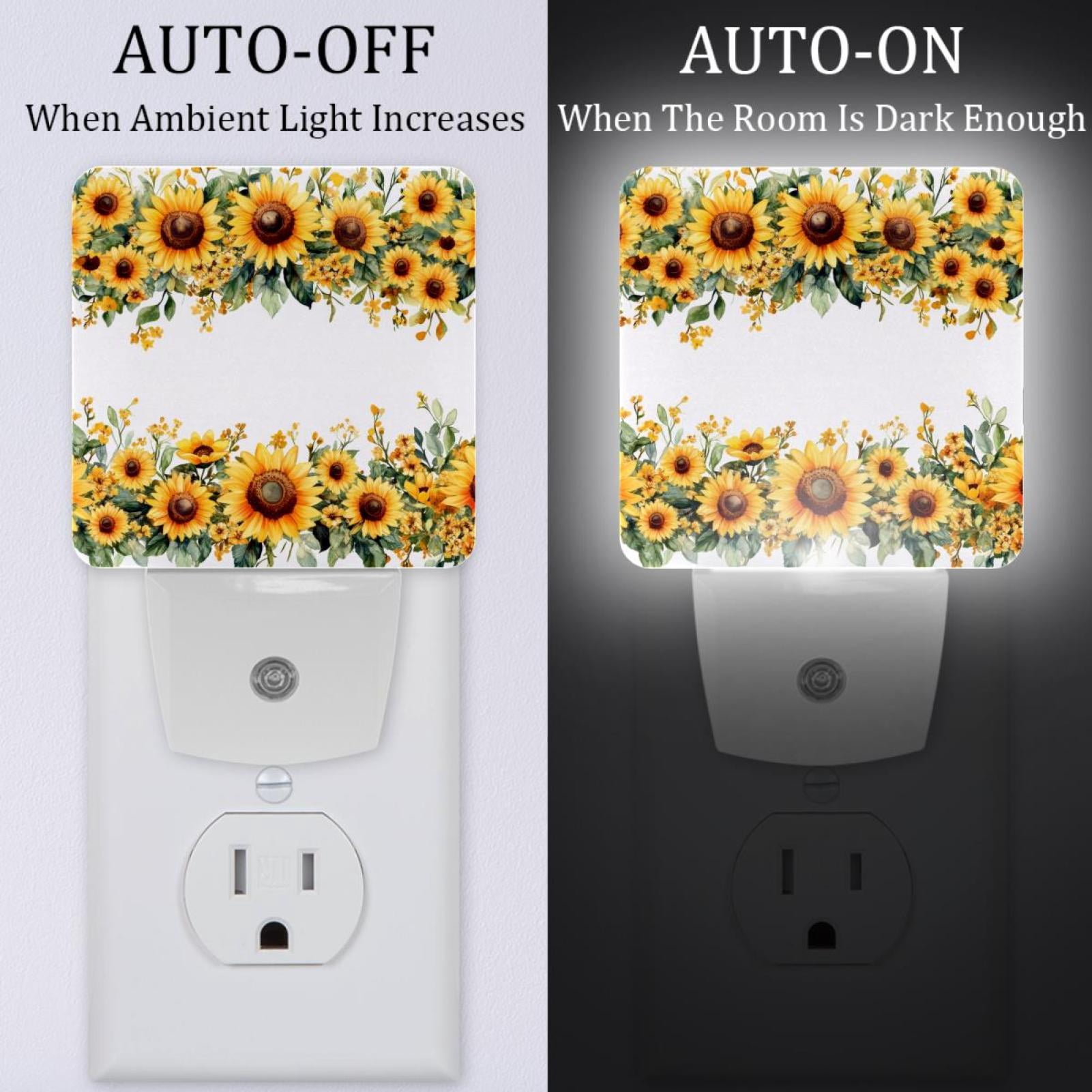 PhooArto Flower Sunflower Pattern Plug in LED Night Light Auto Sensor Dusk to Dawn Decorative Night for Bedroom, Bathroom, Kitchen, Hallway, Stairs, Baby's Room, Energy Saving
