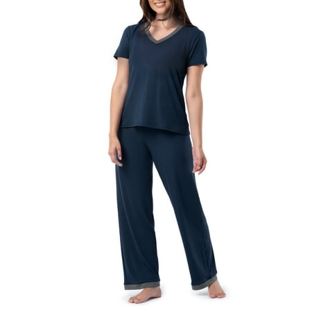 

Fruit of the Loom Women s Soft & Breathable V-Neck Pajama Set 2-Piece Sizes S-4X