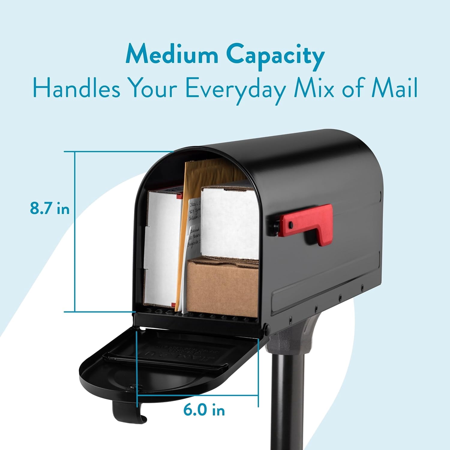 7680B-10 MB1 Mount Mailbox and In-Ground Post Kit, Medium, Black