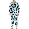 thumbnail image 2 of Blue Black Leopard Skin Print Adult's Hoodie Onesie Jumpsuit One-Piece Pajamas with Zipper Unisex for Holiday XL, 2 of 7