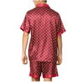 thumbnail image 7 of Men Silk Satin Pajamas Set qolati Button Down Sleepwear Short Sleeve Shirts Pjs Set Soft 2 Piece Lounge Set Nightwear with Pockets, 7 of 7