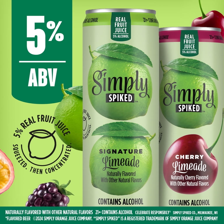 Simply Spiked Vp3 Limeade, 12 Pack, 12 fl oz Aluminum Cans, 5% ABV