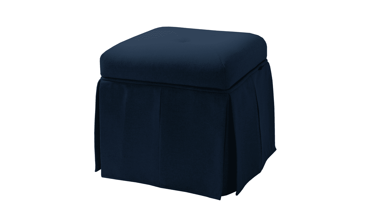 Stacy Tufted Square Storage Ottoman, Midnight Blue