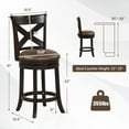 thumbnail image 3 of Costway 26" Swivel Bar Stool 1PC Counter Height PU Leather Seat Rubber Wood Legs Footrest, 3 of 7
