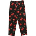 thumbnail image 7 of PISONIC Black Sweet Cherry Printed Women's Pajama Pants, Comfy Pajama Bottoms With Pockets&Drawstring, 7 of 7