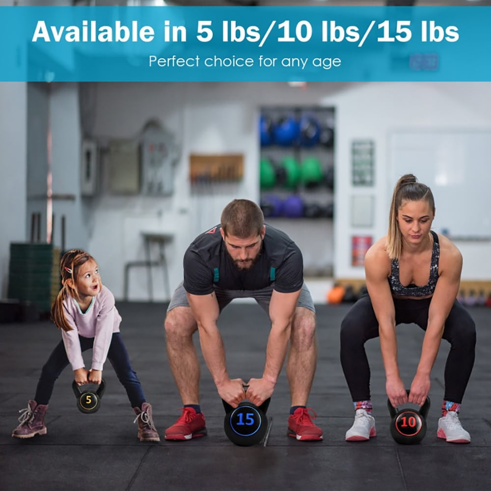 GVN 3 Pieces 5 10 15lbs Kettlebell Weight Set