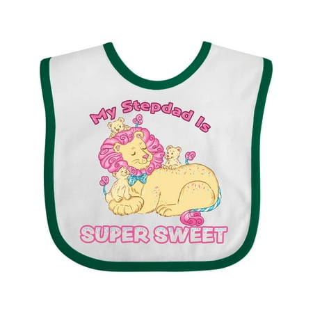 

Inktastic My Stepdad Is Super Sweet Cotton Candy Lions with Pink Mane Gift Baby Boy or Baby Girl Bib