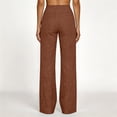 thumbnail image 5 of HKYNLAG Womens Cotton Linen Pants Petite 2026 Summer Lightweight High Waist Straight Leg Solid Beach Lounge Trousers Brown L, 5 of 5