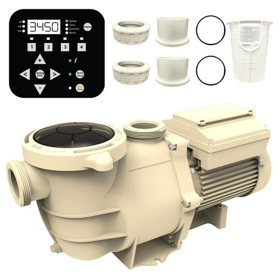 SWIMLINE HYDROT0OLS Variable Speed Inground Pool Pump 3.0 HP 9720 GPH Self Priming Pumps LED Control Panel 2-4 Filter Speeds 230V 2 Inch Ports Large Strainer Basket Silent Operation Above Ground Pools