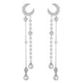 thumbnail image 1 of Pendientes largos con personalidad de estrella y Luna, pendientes de perlas con borlas de circonio populares, Súper Hada con temperamento de aguja de plata 925 Sailing  Electrónica, 1 of 5