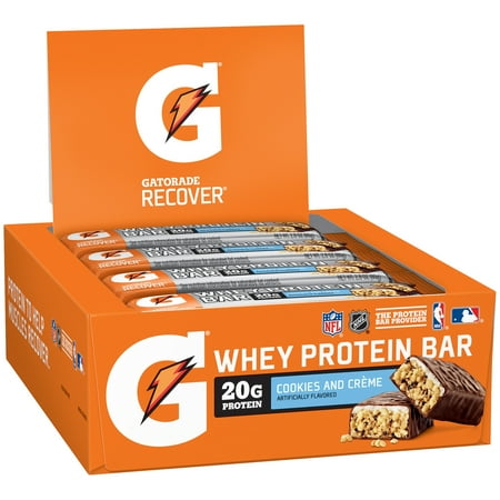 Gatorade Whey Protein Recover Bars, Cookies and Cream, 12 Count