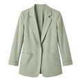 thumbnail image 5 of Karymi Rain Coats for Women Open Front Linen Blazer, Notched Lapel Long Sleeve Roll Tab Casual Suit Jacket, Solid Coat with Side Pockets Going Out Tops for Women, 5 of 5
