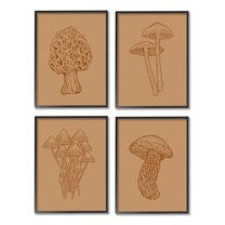 Stupell Industries Rustic Cottage Mushroom Sketches Graphic Art Black Framed Art Print Wall Art, Set of 4, Design by Ziwei Li