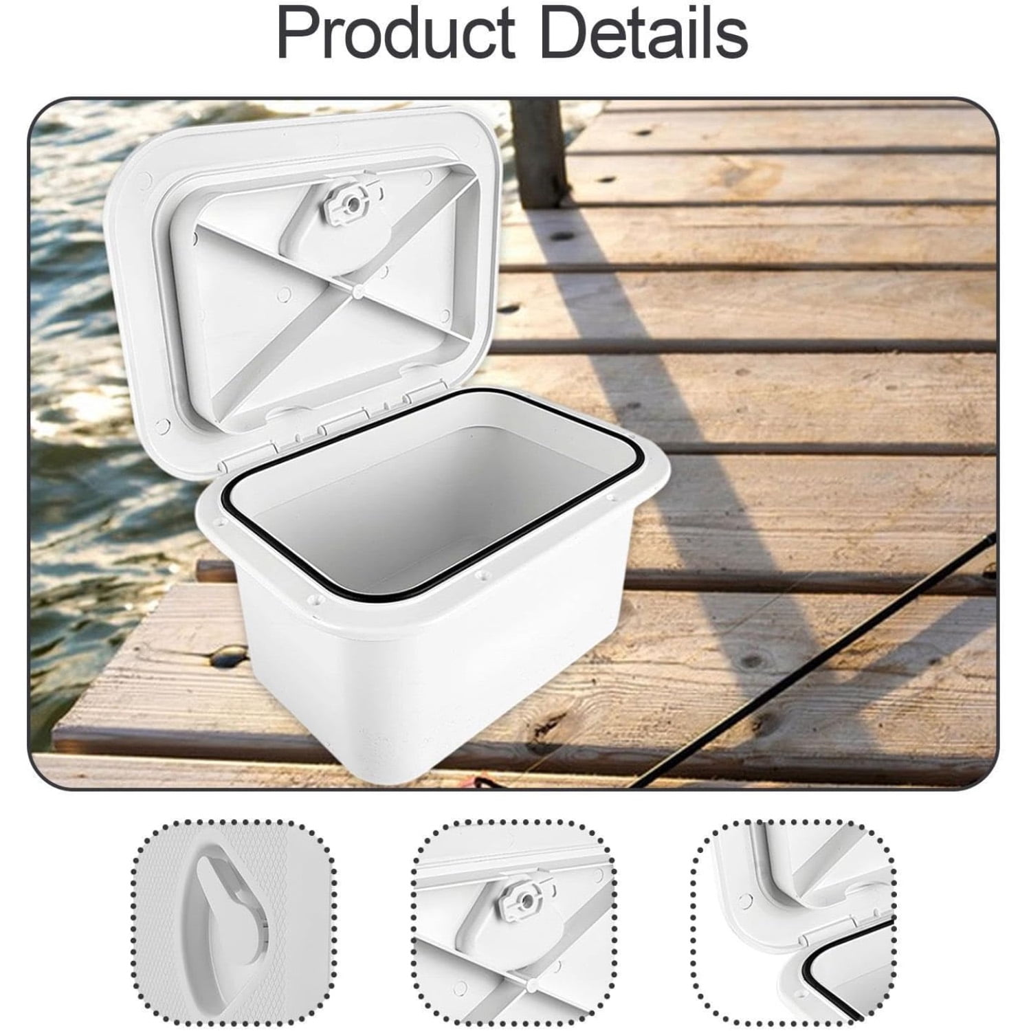 Marine Deck Storage Box with Lock, Waterproof Fishing Tackle Box for Boat, Yacht, Kayak, 270° Rotating Lid, Impact-Resistant ABS, Flush Mount for Tools, Gear, Accessories