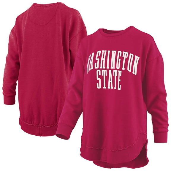 Women's Pressbox  Crimson Washington State Cougars Melange Poncho Vintage Fleece Long Sleeve Pullover Sweatshirt