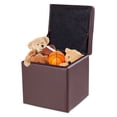 thumbnail image 3 of Gymax 16" Storage Box Ottoman Square Seat Foot Stool Chair Cube Hinge Top Brown, 3 of 10