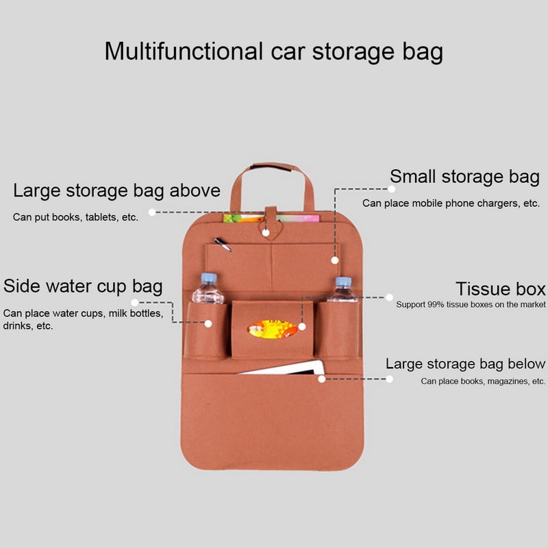 DaoRier Wool Felt Storage Bags Garbage Bag Hang behind Car Seat Multifunctional Bag use for put Phones Snacks Paper Towels Beverages