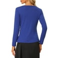 thumbnail image 3 of Allegra K Women's Dressy Cardigan Sweaters Tie Front Draped Ruffle Knit Cardigans L Royal Blue, 3 of 6