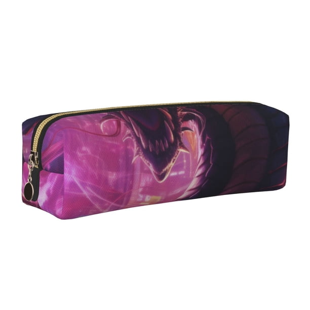Easygdp Neon Futuristic Dragon para Estuche de Lápices de Cuero, Estuche de Papelería de Cuero, Estuche de Gran Capacidad con Cremallera