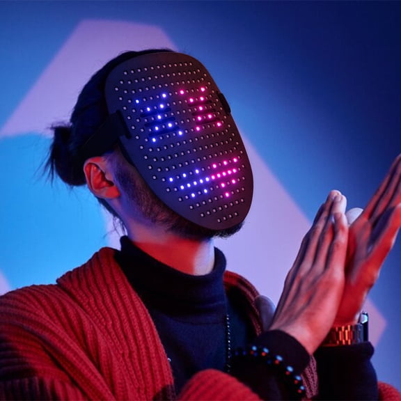 LED Mask Gesture Sensing Light up Mask Glow masks Cool Gifts 50 Patterns, Rechargeable, Gifts for Halloween Christmas Costume Birthday Party, Adjustable Fit for Adults