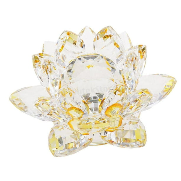 Gran Cristal , 4 Pulgada , Recuerdos De Amarillo Gloria Flor de loto de cristal