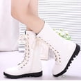 thumbnail image 4 of Kid's Girls Leather Lace-Up Zipper Mid Calf Combat Riding Winter Boots (Toddler/Little Kid/Big Kid), 4 of 7