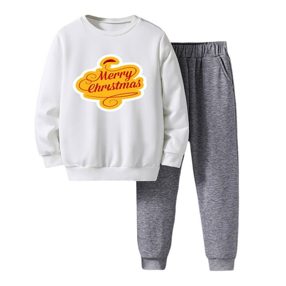 WEAIXIMIUNG Toddler Suspender Pants Set Toddler Boys Long Sleeve Christmas Letter Print Shirt Tops and Pants 2Pcs Child Kids Set&Outfits Fall Winter Clothes